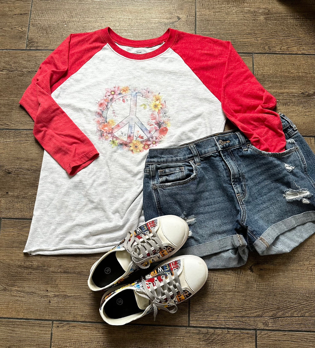 Floral Peace Baseball Shirt