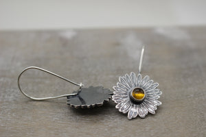 Amber Sterling silver daisy earrings