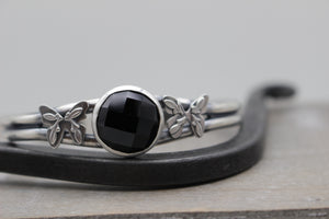 Onyx sterling silver butterfly cuff bracelet