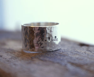 Personalized  Sterling Silver Wide Band Ring