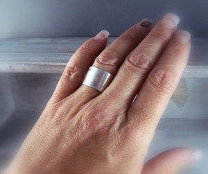 Personalized  Sterling Silver Wide Band Ring
