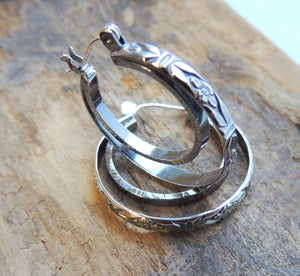 Silver Hoop Earrings - Sterling Silver hoop Earrings - Gift for her - Lever Back Closure - Hoop Earrings - Jewelry sale - boho hoops