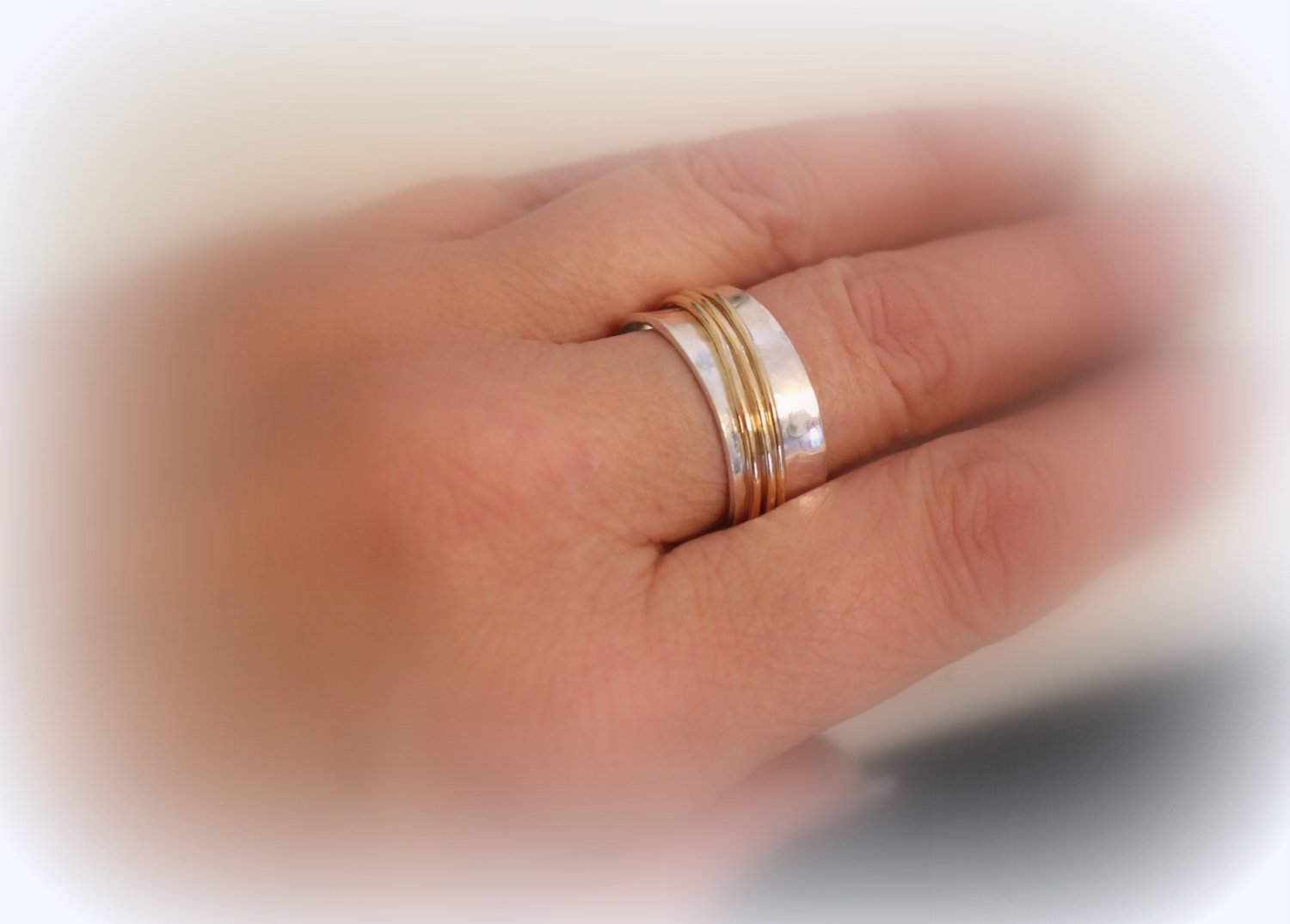 Spinner Ring - Gold Silver Meditation Ring - Gift for her - Jewelry sale - wide band ring