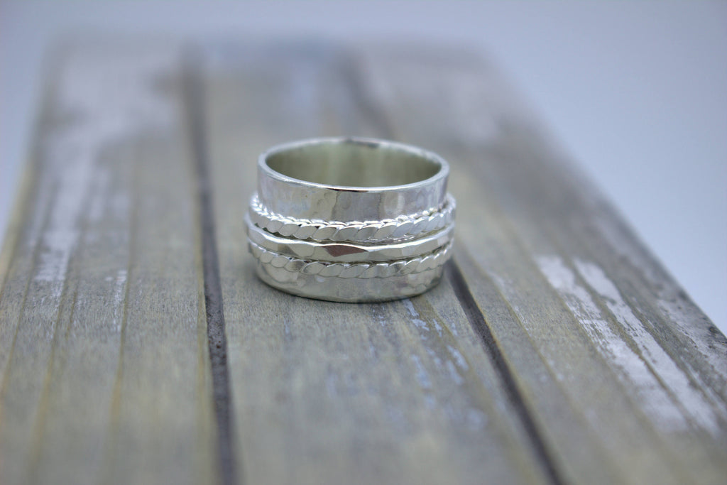 Spinner Ring - Sterling Silver Ring - Gift for her - Meditation Ring - silver - wide band ring SR110