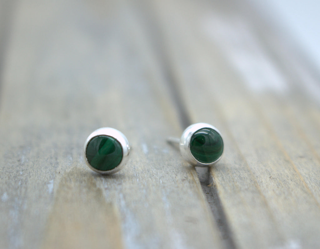 5mm Malachite Stud Earrings