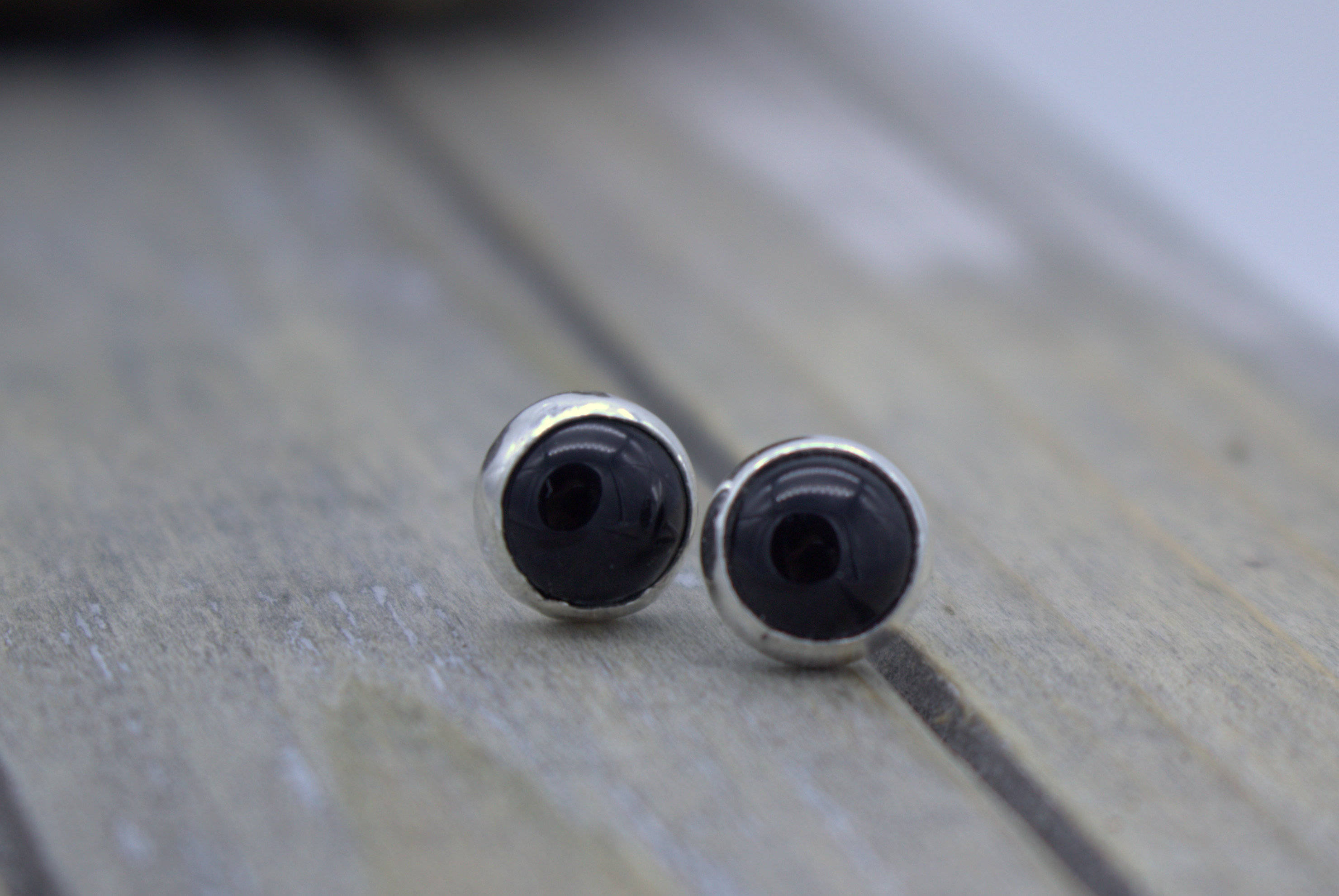 Sterling silver black onyx 6mm stud earrings