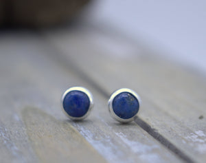 Denim Blue Lapis Stud Earrings - 5mm