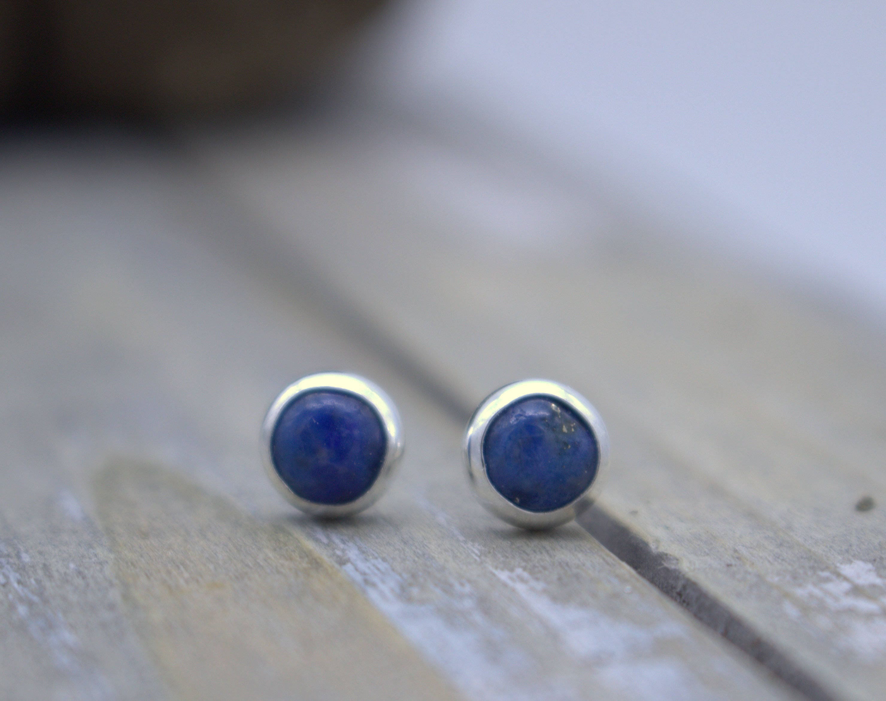 Denim Blue Lapis 5mm Stud Earrings