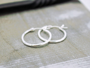 Medium sterling silver hoop earrings
