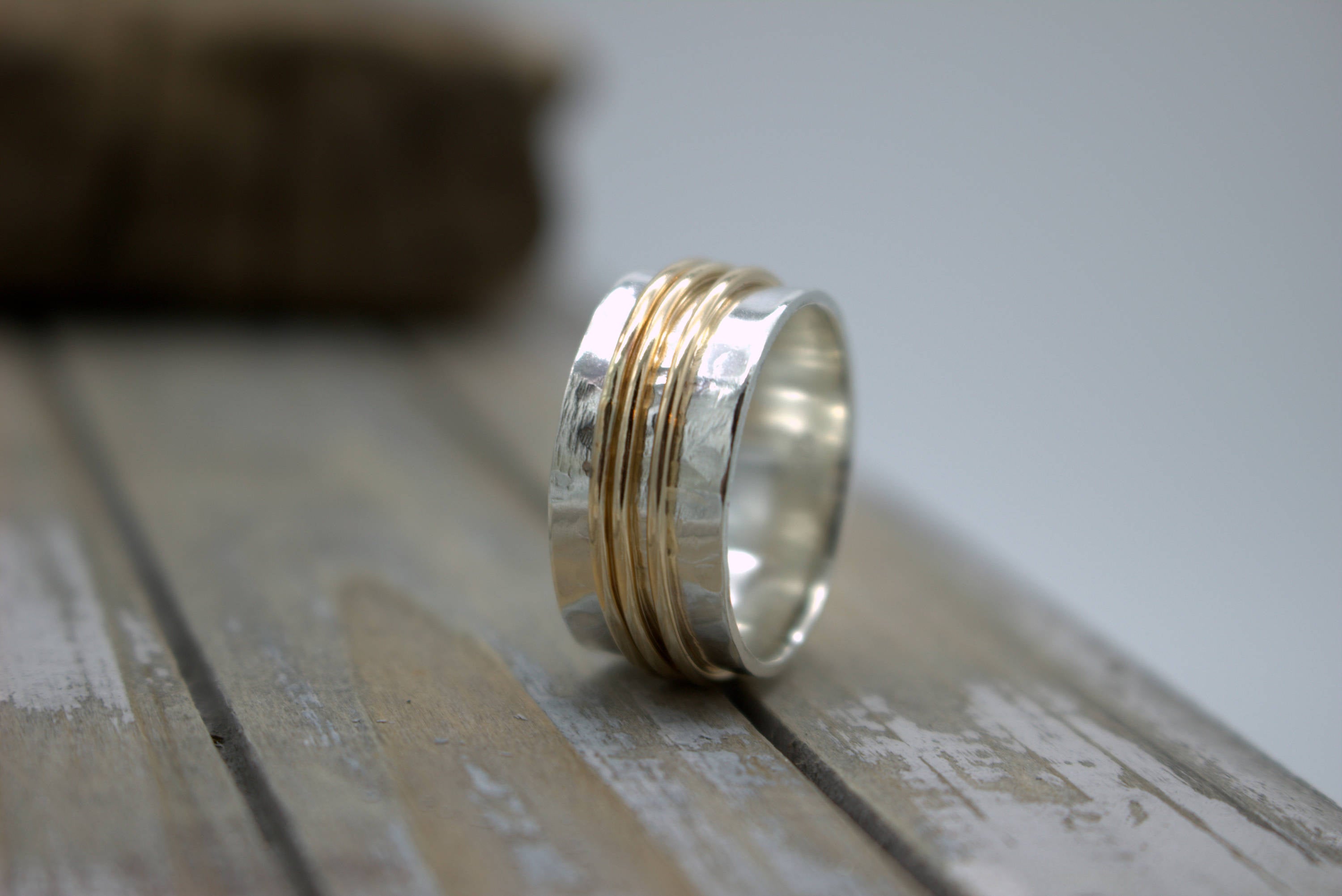 Spinner Ring - Gold Silver Meditation Ring - Gift for her - Jewelry sale - wide band ring