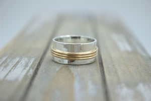 Spinner Ring - Gold Silver Meditation Ring - Gift for her - Jewelry sale - wide band ring