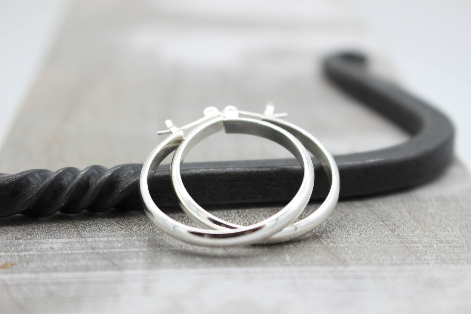 Polish Hoops - 1 Inch Sterling Silver Hoop Earrings - Click Latch Earrings - Gift for her - jewelry sale - Silver Hoops