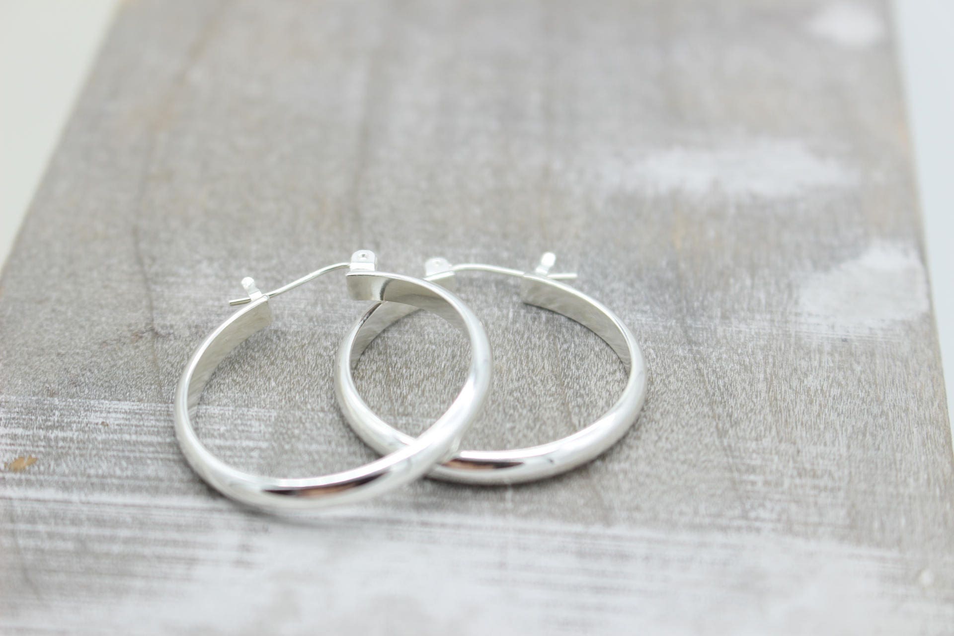 Polish Hoops - 1 Inch Sterling Silver Hoop Earrings - Click Latch Earrings - Gift for her - jewelry sale - Silver Hoops