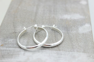 Polish Hoops - 1 Inch Sterling Silver Hoop Earrings - Click Latch Earrings - Gift for her - jewelry sale - Silver Hoops