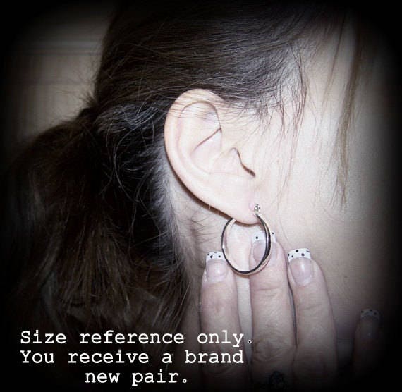 Polish Hoops - 1 Inch Sterling Silver Hoop Earrings - Click Latch Earrings - Gift for her - jewelry sale - Silver Hoops