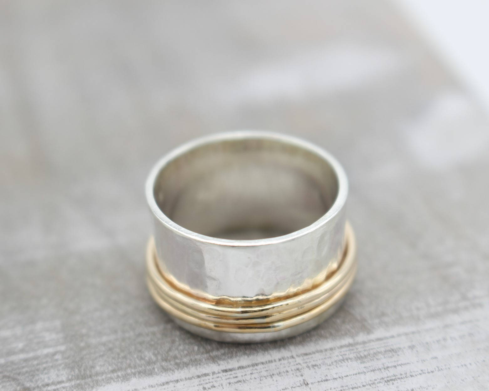 Gold Sterling Spinner Fiddle Ring