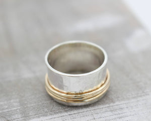 Gold Sterling Spinner Fiddle Ring