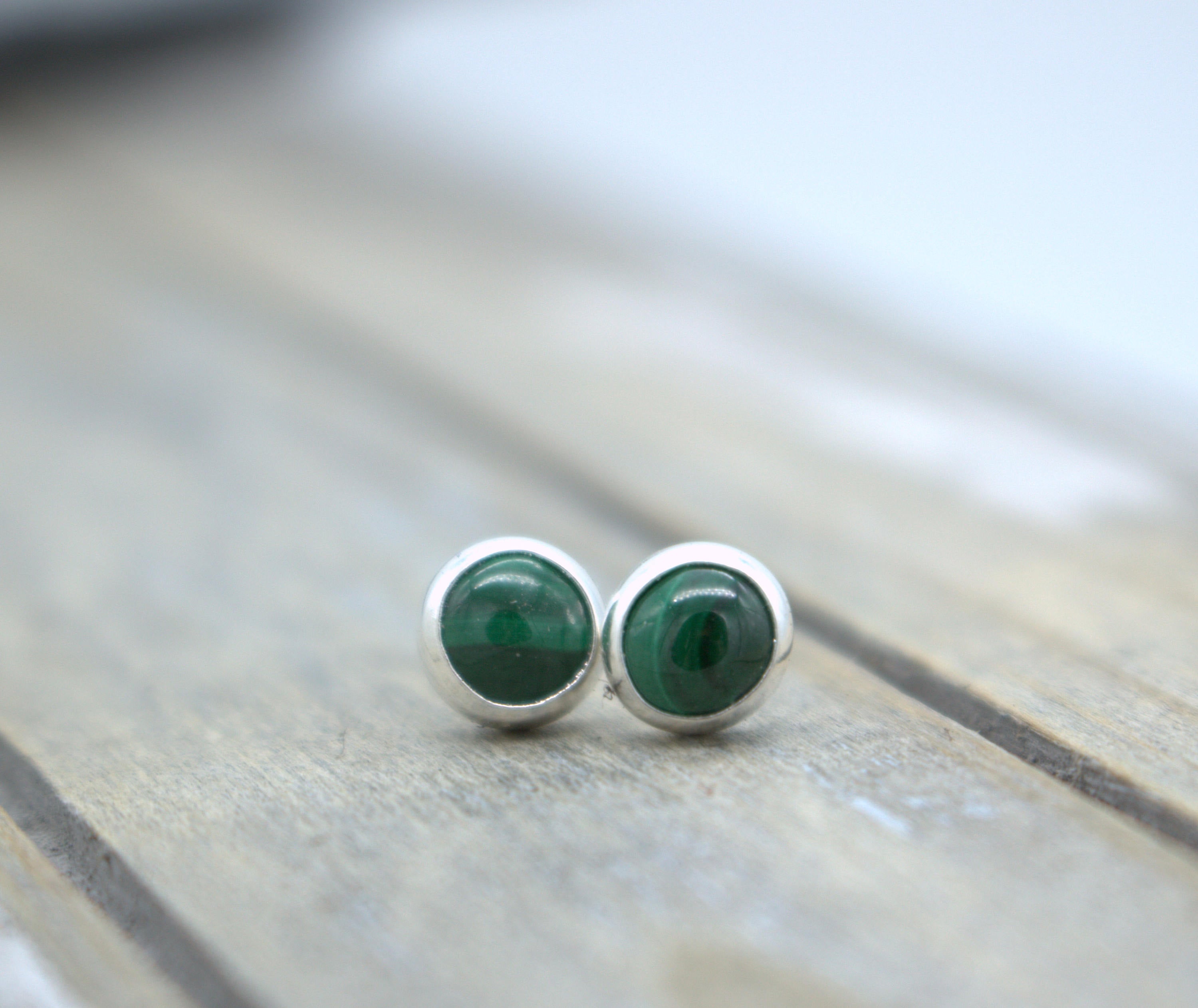 5mm Malachite Stud Earrings