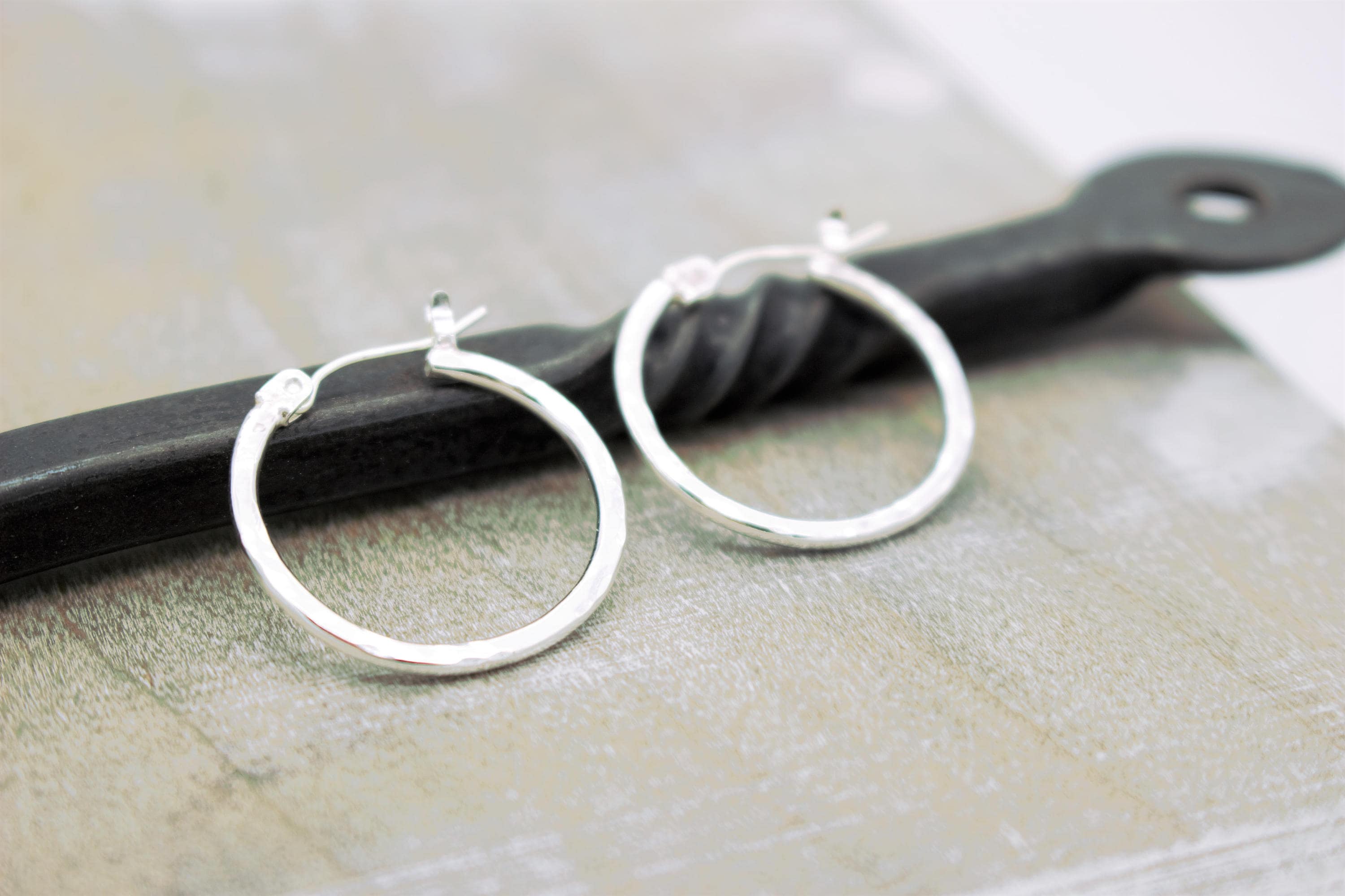 Medium sterling silver hoop earrings