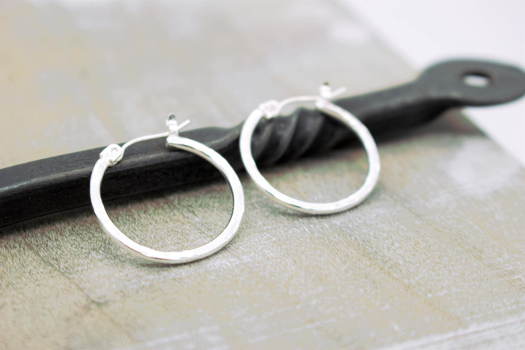 Medium sterling silver hoop earrings