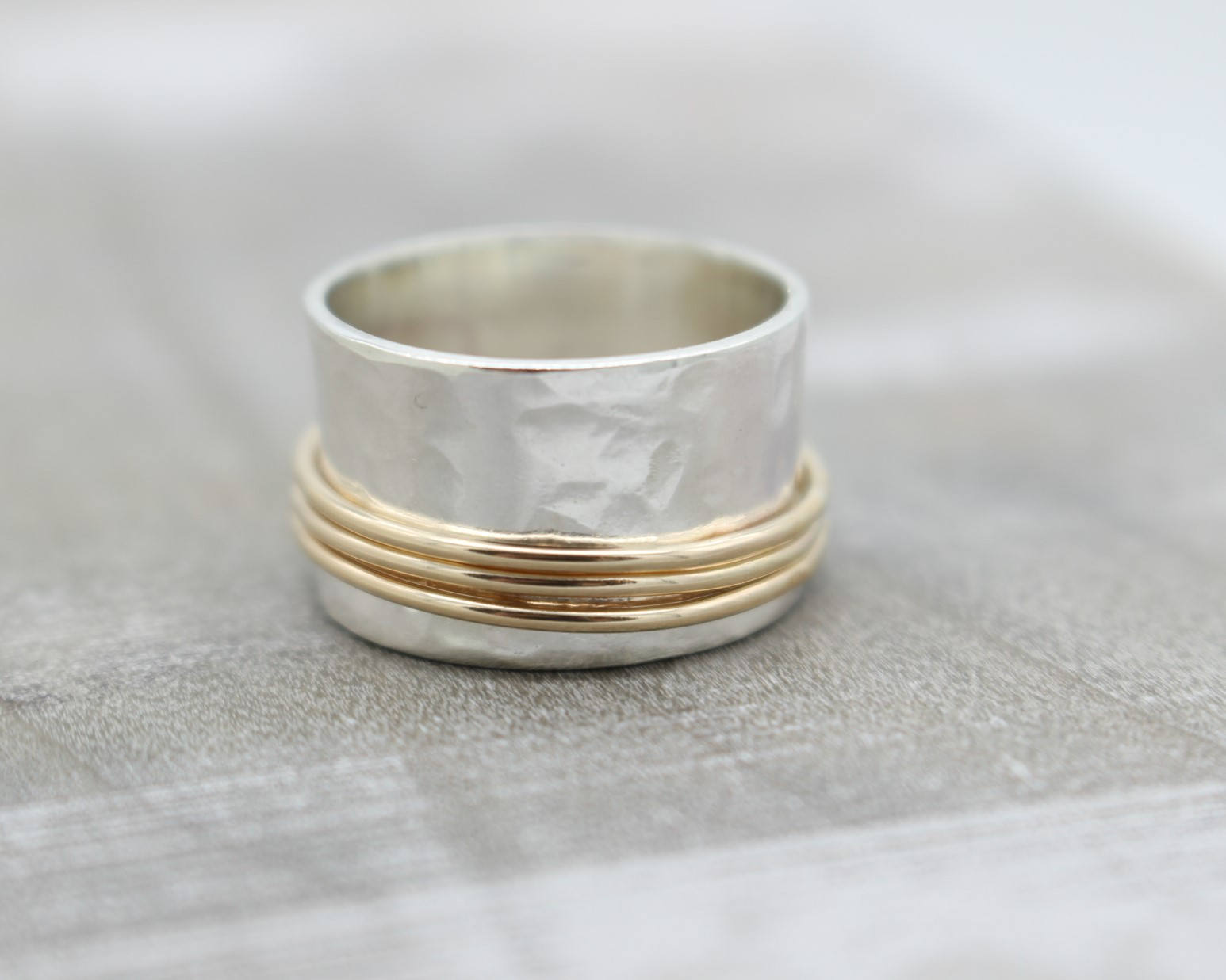 Gold Sterling Spinner Fiddle Ring