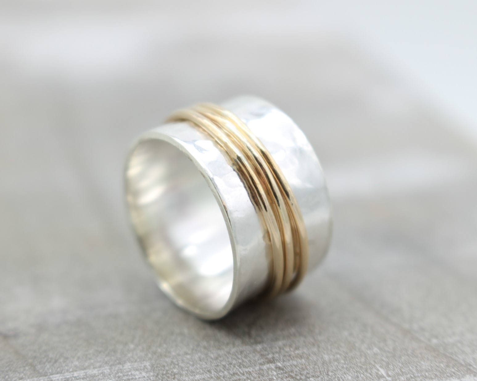 Gold Sterling Spinner Fiddle Ring