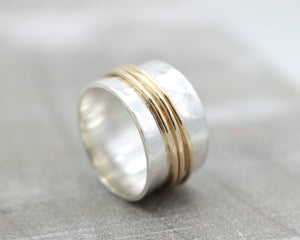 Gold Sterling Spinner Fiddle Ring