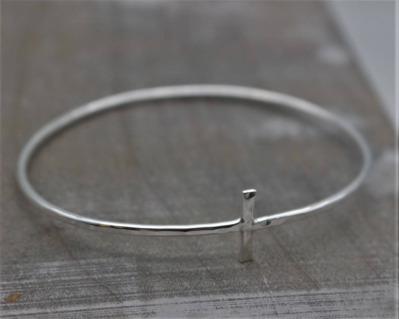 Sterling Silver Cross Bangle