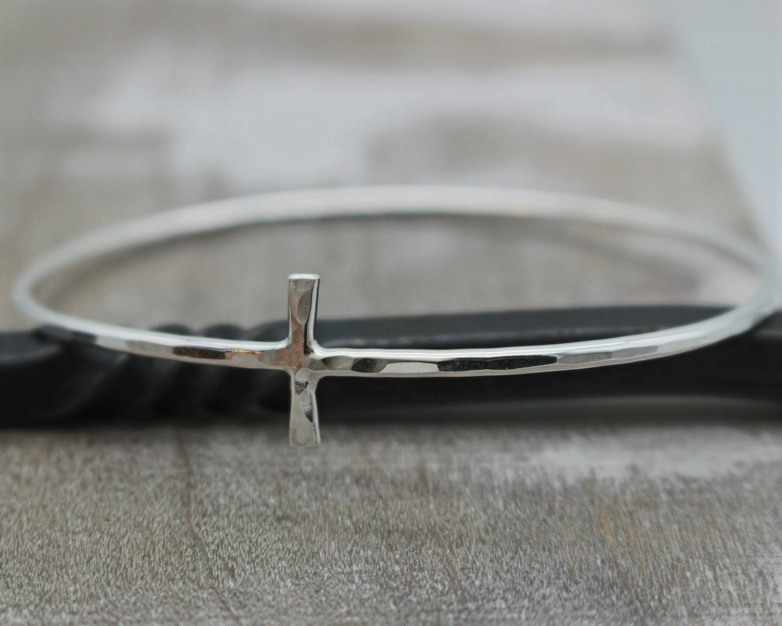 Sterling Silver Cross Bangle