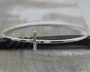 Sterling Silver Cross Bangle