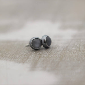 Gray Moonstone Stud Earrings - 6mm studs