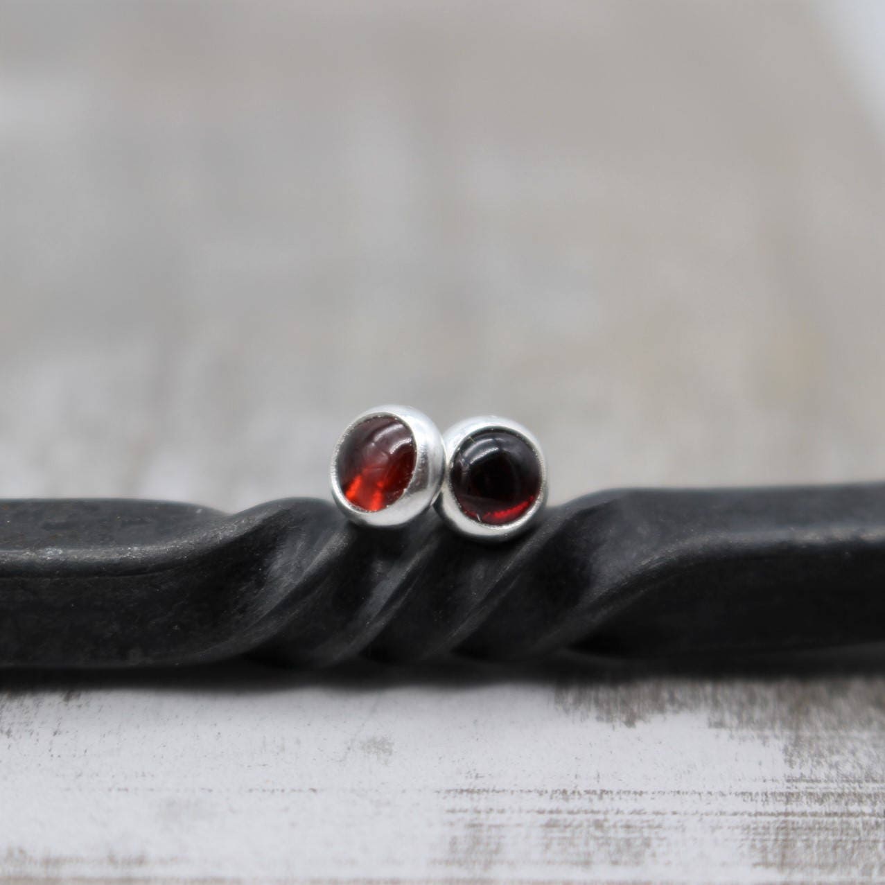 Small Garnet 5mm sterling silver stud earrings - January birthstone Jewelry - gift for her - jewelry sale