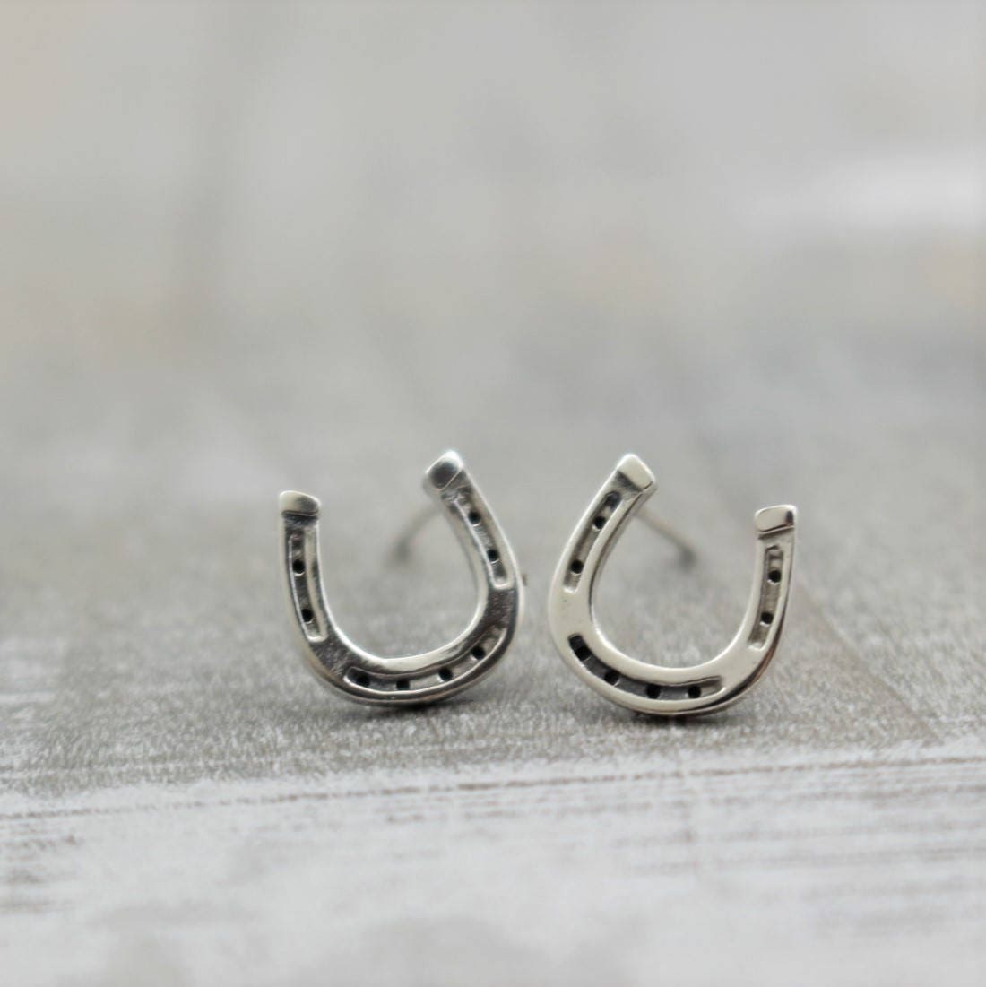 Small Horseshoe Studs - Sterling silver horseshoe earrings - stud earrings - gift for her - jewelry sale