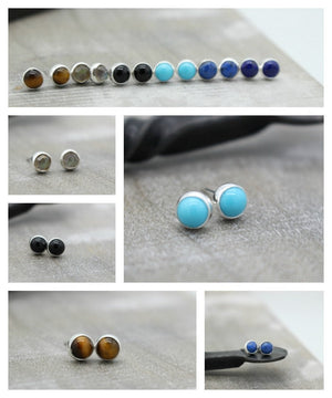 Gray Moonstone 6mm Earrings