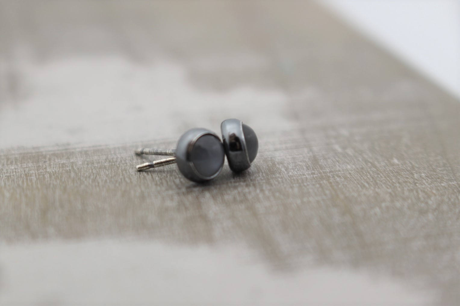 Gray Moonstone Stud Earrings - 5mm