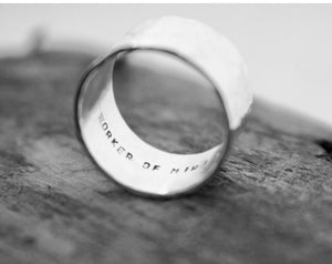 Personalized  Sterling Silver Wide Band Ring