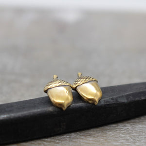 Tiny Acorn Studs - Stud Earrings - Fall Jewelry - Brass Copper studs - Gift for her - Jewelry Sale - Tiny Studs - Minimalist