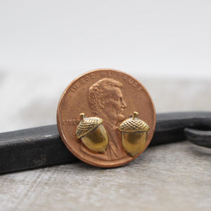 Tiny Acorn Studs - Stud Earrings - Fall Jewelry - Brass Copper studs - Gift for her - Jewelry Sale - Tiny Studs - Minimalist