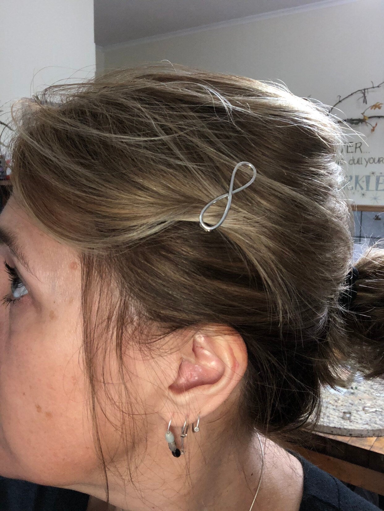 Small infinity barrette - Petite sterling silver barrette - gift for her - petite barrette - hair jewelry - bangs