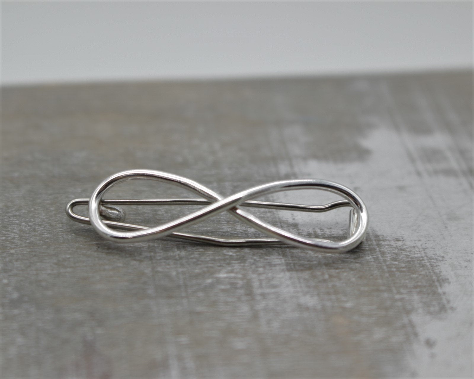 Small sterling silver infinity barrette