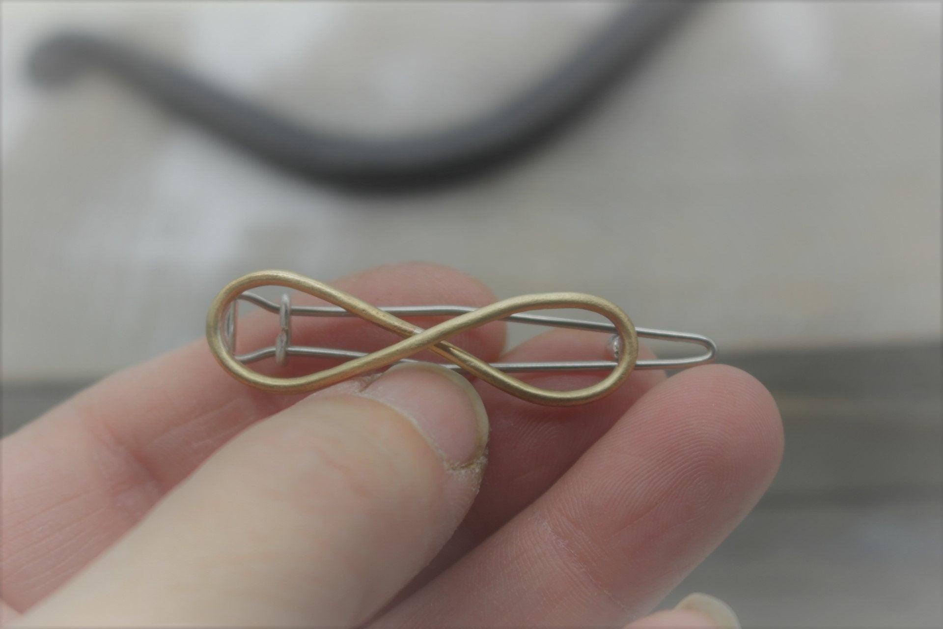 Petite Brass Infinity Barrette