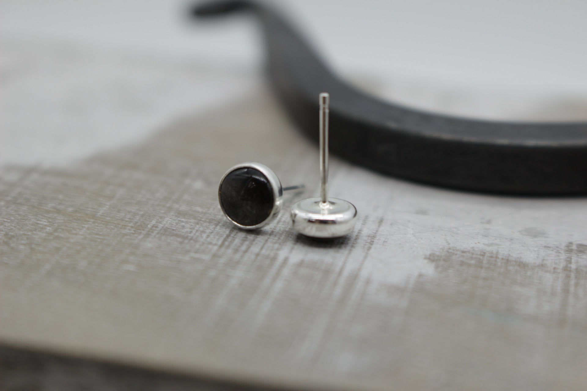 Black Moonstone Earrings - 6mm studs