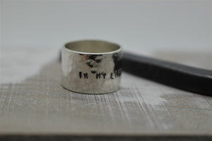 Personalized  Sterling Silver Wide Band Ring