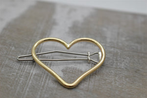 Small gold heart barrette - Heart Barrette - Gift for Her - Hair Accessory - short hair barrette - Hair Jewelry