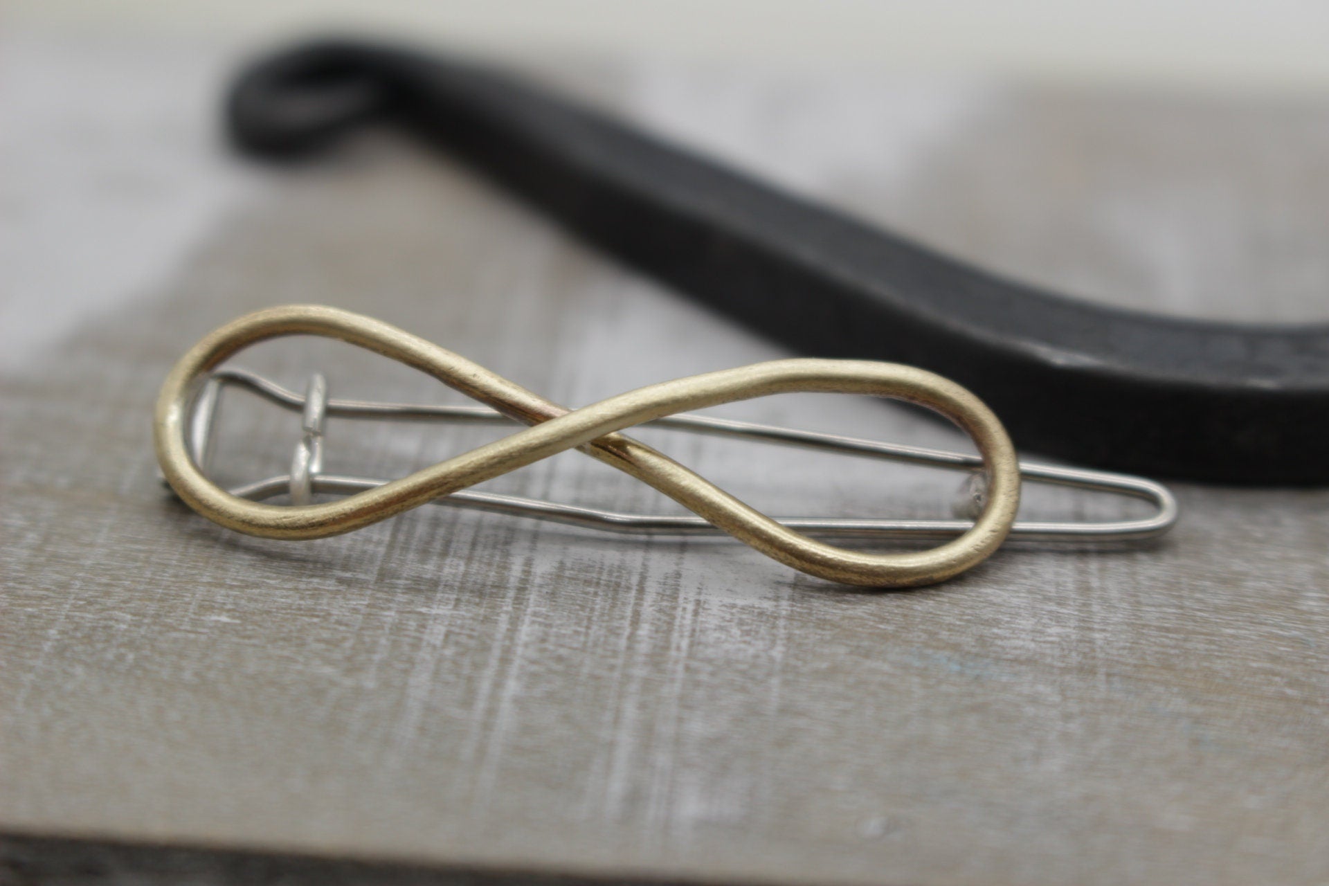 Petite Brass Infinity Barrette