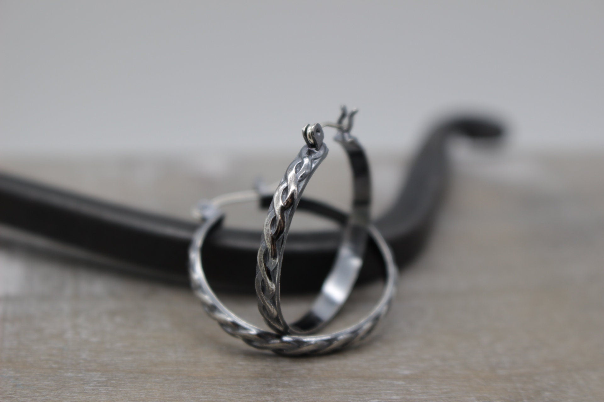Sterling Silver Twisted Hoop Earrings / Silver Rope Earrings / Medium Hoop Earrings / Gift For Her
