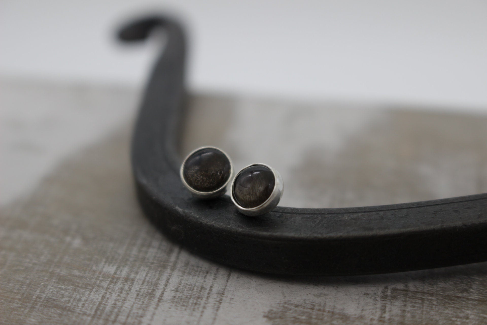 Black Moonstone 6mm Studs