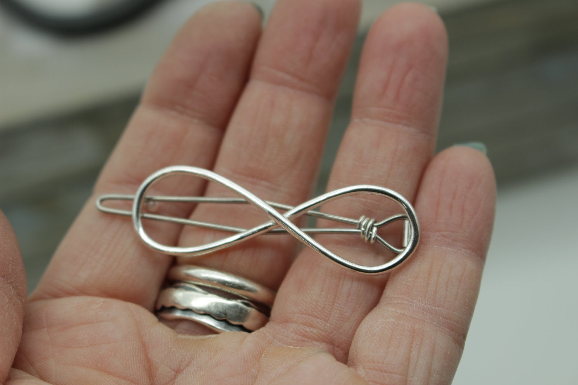 Medium Sterling Silver Infinity Barrette