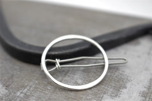 Small sterling silver circle barrette