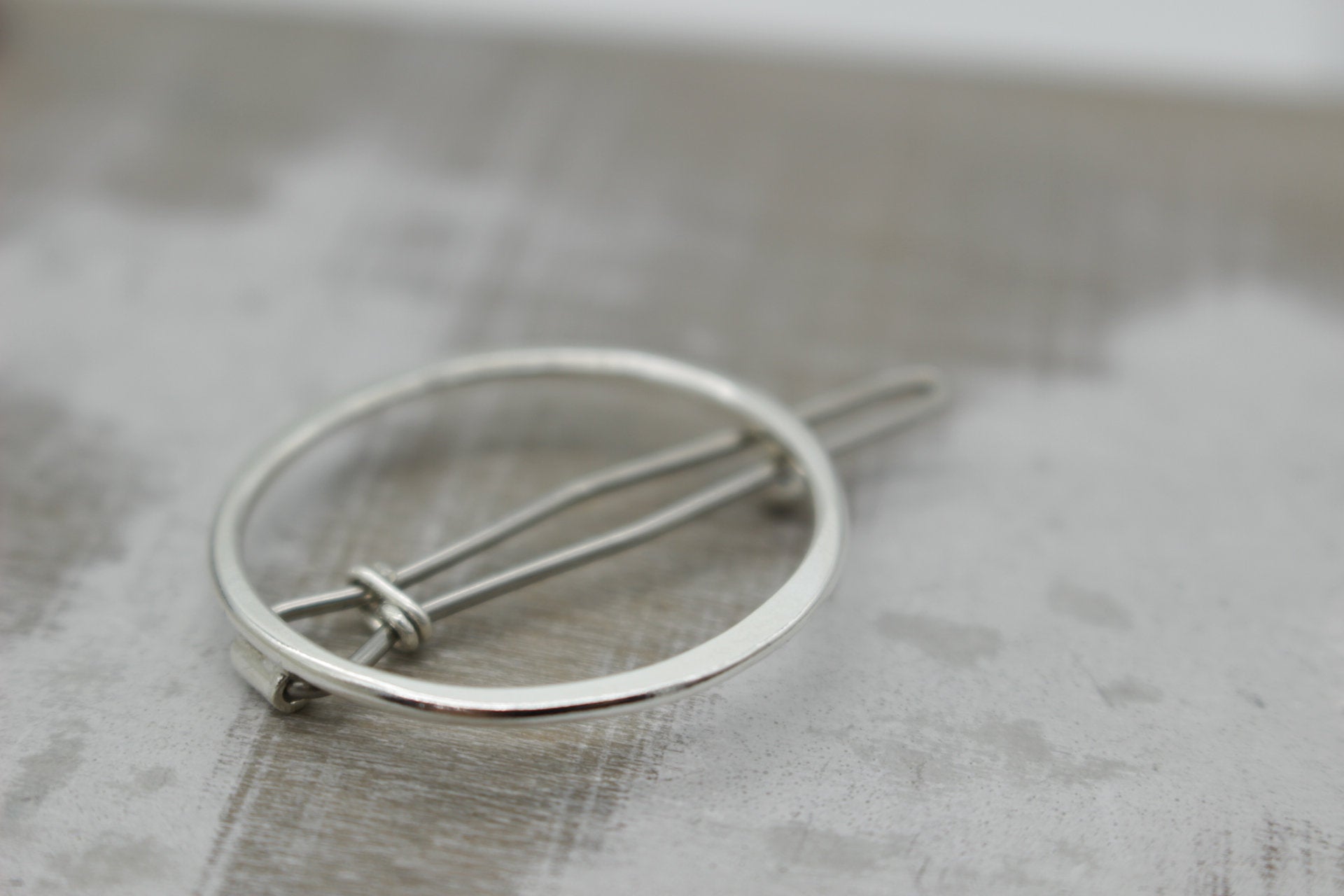 Small sterling silver circle barrette